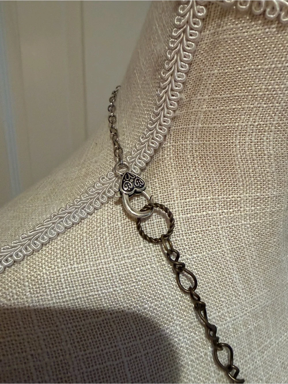 Heart Charm Statement Necklace in Pink.